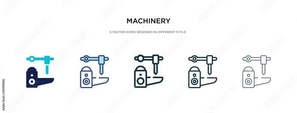 Poster machinery icon in different style vector illustration. two colored and black machinery vector icons 