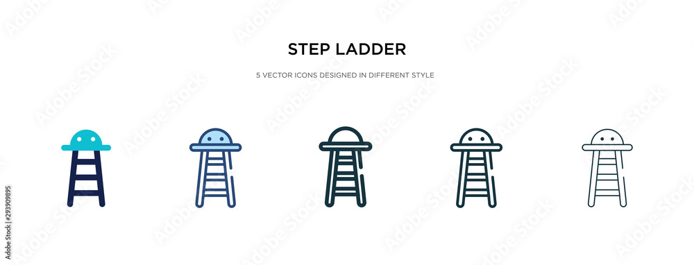 Poster step ladder icon in different style vector illustration. two colored and black step ladder vector ic