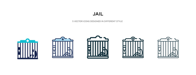 jail icon in different style vector illustration. two colored and black jail vector icons designed in filled, outline, line and stroke style can be used for web, mobile, ui