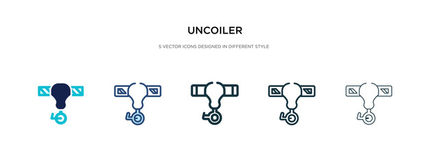 uncoiler icon in different style vector illustration. two colored and black uncoiler vector icons designed in filled, outline, line and stroke style can be used for web, mobile, ui