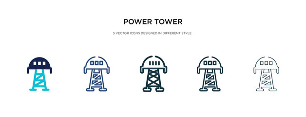 power tower icon in different style vector illustration. two colored and black power tower vector icons designed in filled, outline, line and stroke style can be used for web, mobile, ui