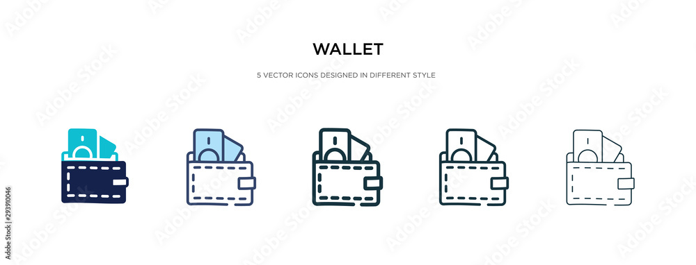 Poster wallet icon in different style vector illustration. two colored and black wallet vector icons design