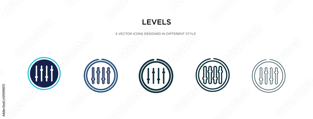 Poster levels icon in different style vector illustration. two colored and black levels vector icons design