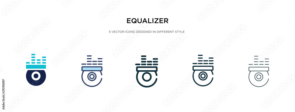 Poster equalizer icon in different style vector illustration. two colored and black equalizer vector icons 