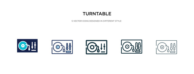 turntable icon in different style vector illustration. two colored and black turntable vector icons designed in filled, outline, line and stroke style can be used for web, mobile, ui