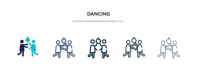 dancing icon in different style vector illustration. two colored and black dancing vector icons designed in filled, outline, line and stroke style can be used for web, mobile, ui