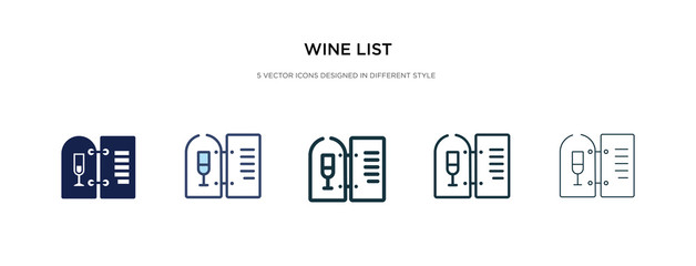 wine list icon in different style vector illustration. two colored and black wine list vector icons designed in filled, outline, line and stroke style can be used for web, mobile, ui