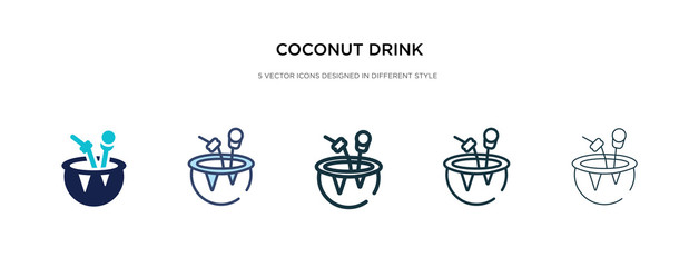 coconut drink icon in different style vector illustration. two colored and black coconut drink vector icons designed in filled, outline, line and stroke style can be used for web, mobile, ui