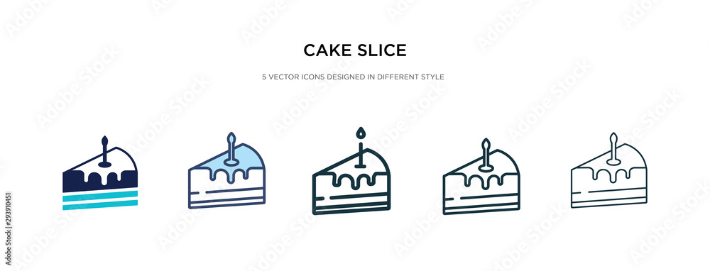 Aufkleber cake slice icon in different style vector illustration. two colored and black cake slice vector icon