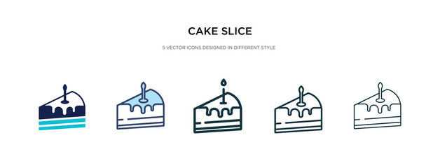cake slice icon in different style vector illustration. two colored and black cake slice vector icons designed in filled, outline, line and stroke style can be used for web, mobile, ui