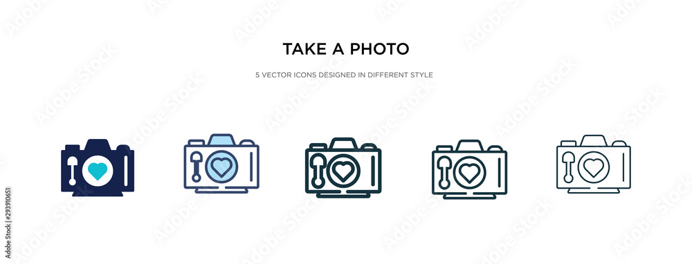 Poster take a photo icon in different style vector illustration. two colored and black take a photo vector 
