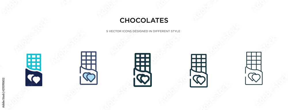 Poster chocolates icon in different style vector illustration. two colored and black chocolates vector icon
