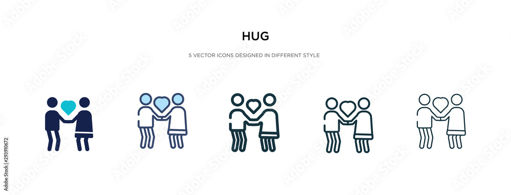 Poster hug icon in different style vector illustration. two colored and black hug vector icons designed in 