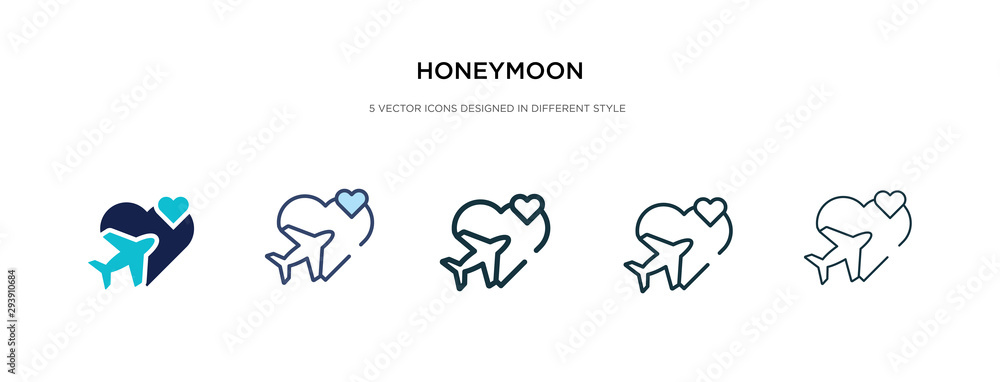 Poster honeymoon icon in different style vector illustration. two colored and black honeymoon vector icons 