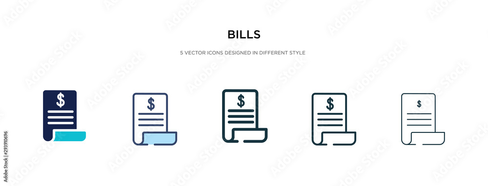 Wall mural bills icon in different style vector illustration. two colored and black bills vector icons designed