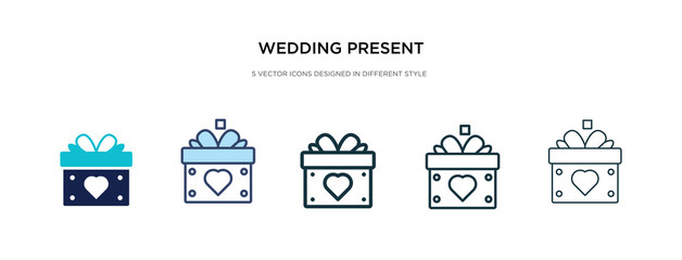 wedding present icon in different style vector illustration. two colored and black wedding present vector icons designed in filled, outline, line and stroke style can be used for web, mobile, ui