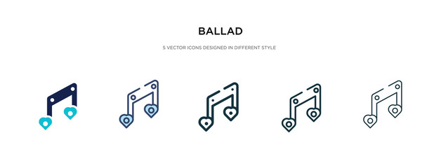 ballad icon in different style vector illustration. two colored and black ballad vector icons designed in filled, outline, line and stroke style can be used for web, mobile, ui
