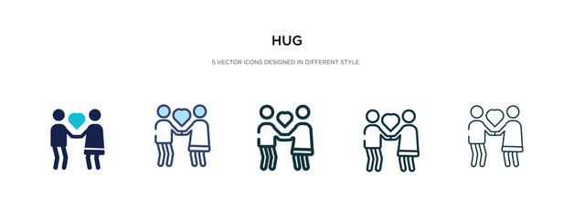 hug icon in different style vector illustration. two colored and black hug vector icons designed in filled, outline, line and stroke style can be used for web, mobile, ui