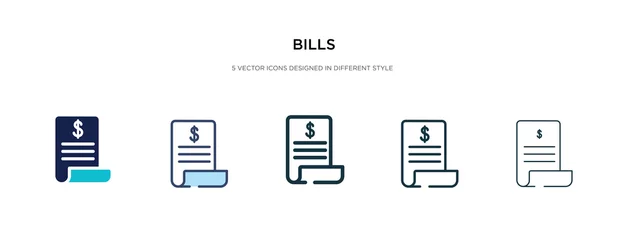 Fotobehang bills icon in different style vector illustration. two colored and black bills vector icons designed in filled, outline, line and stroke style can be used for web, mobile, ui © zaurrahimov