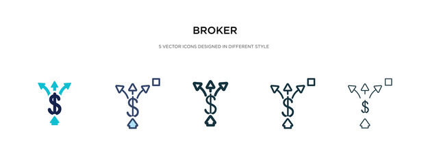 Fototapeta na wymiar broker icon in different style vector illustration. two colored and black broker vector icons designed in filled, outline, line and stroke style can be used for web, mobile, ui