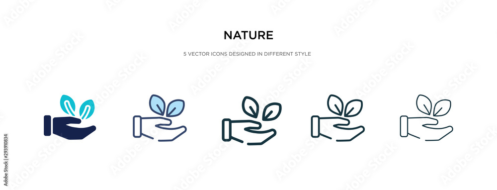 Poster nature icon in different style vector illustration. two colored and black nature vector icons design