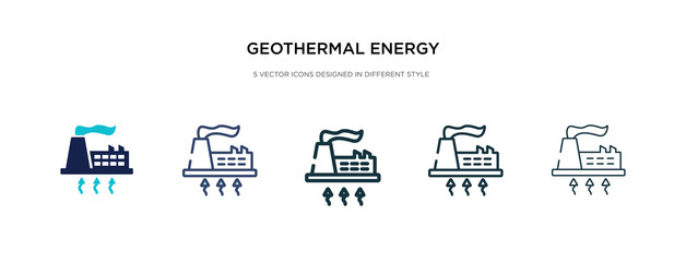 geothermal energy icon in different style vector illustration. two colored and black geothermal energy vector icons designed in filled, outline, line and stroke style can be used for web, mobile, ui - obrazy, fototapety, plakaty