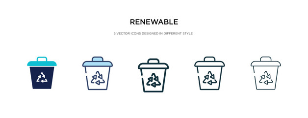 renewable icon in different style vector illustration. two colored and black renewable vector icons designed in filled, outline, line and stroke style can be used for web, mobile, ui