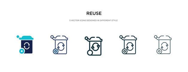 reuse icon in different style vector illustration. two colored and black reuse vector icons designed in filled, outline, line and stroke style can be used for web, mobile, ui