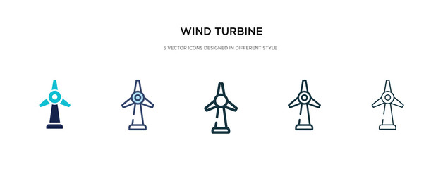 wind turbine icon in different style vector illustration. two colored and black wind turbine vector icons designed in filled, outline, line and stroke style can be used for web, mobile, ui