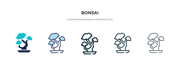 bonsai icon in different style vector illustration. two colored and black bonsai vector icons designed in filled, outline, line and stroke style can be used for web, mobile, ui