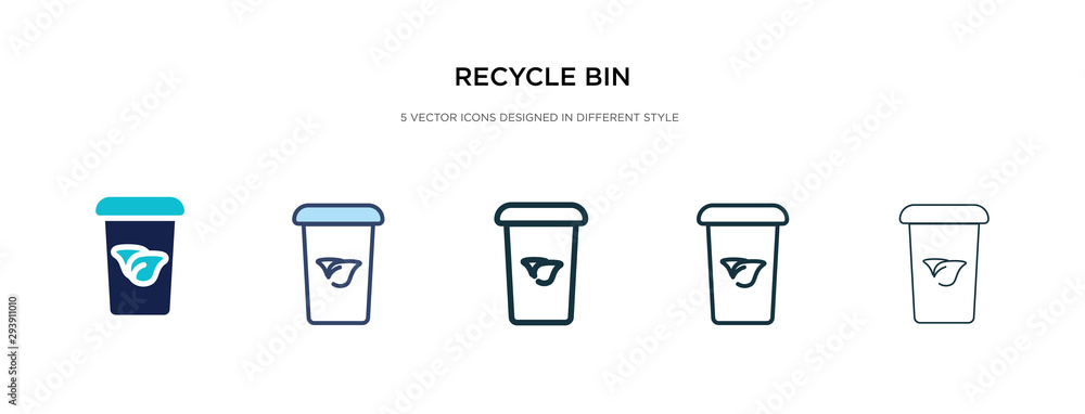 Poster recycle bin icon in different style vector illustration. two colored and black recycle bin vector ic