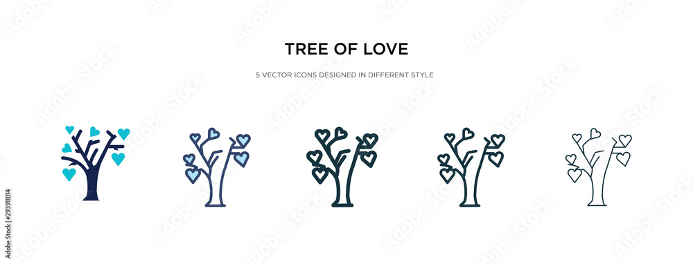Poster tree of love icon in different style vector illustration. two colored and black tree of love vector 