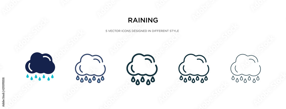 Poster raining icon in different style vector illustration. two colored and black raining vector icons desi