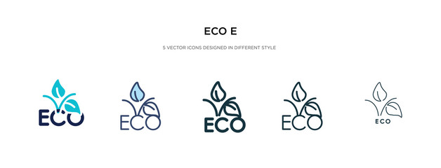 eco e icon in different style vector illustration. two colored and black eco e vector icons designed in filled, outline, line and stroke style can be used for web, mobile, ui