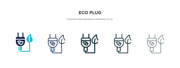 eco plug icon in different style vector illustration. two colored and black eco plug vector icons designed in filled, outline, line and stroke style can be used for web, mobile, ui