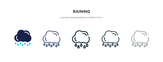 raining icon in different style vector illustration. two colored and black raining vector icons designed in filled, outline, line and stroke style can be used for web, mobile, ui