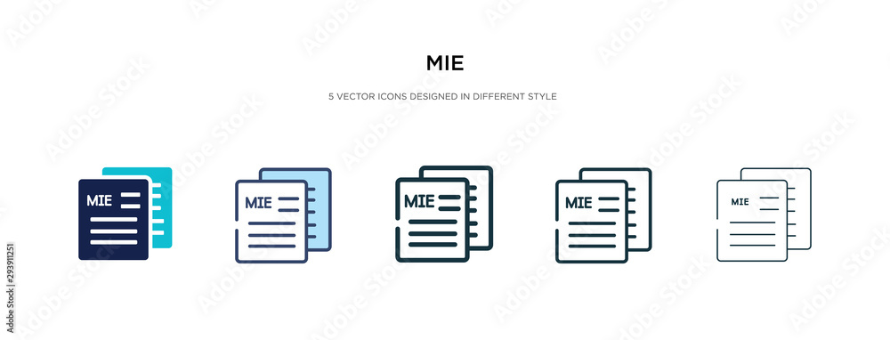 Poster mie icon in different style vector illustration. two colored and black mie vector icons designed in 