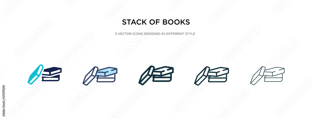 Poster stack of books icon in different style vector illustration. two colored and black stack of books vec