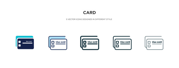card icon in different style vector illustration. two colored and black card vector icons designed in filled, outline, line and stroke style can be used for web, mobile, ui