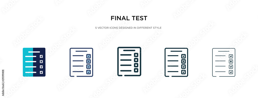 Poster final test icon in different style vector illustration. two colored and black final test vector icon