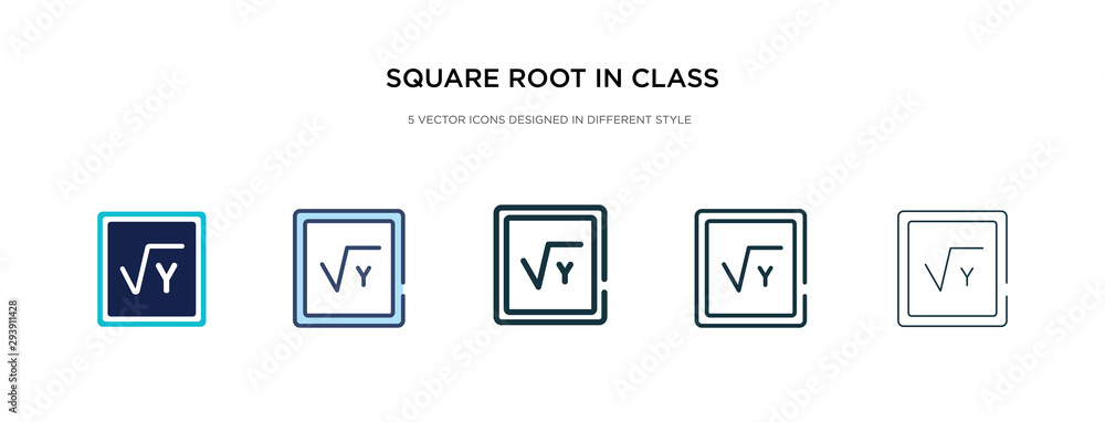 Poster square root in class icon in different style vector illustration. two colored and black square root 