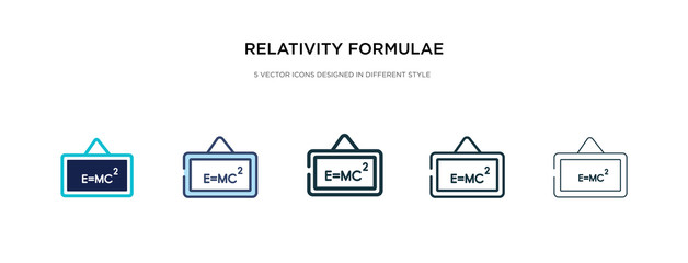 relativity formulae icon in different style vector illustration. two colored and black relativity formulae vector icons designed in filled, outline, line and stroke style can be used for web,