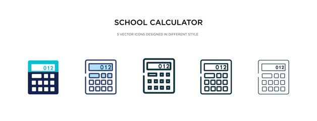 school calculator icon in different style vector illustration. two colored and black school calculator vector icons designed in filled, outline, line and stroke style can be used for web, mobile, ui
