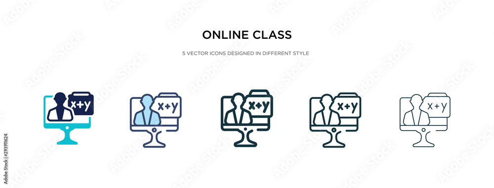 Aufkleber online class icon in different style vector illustration. two colored and black online class vector 