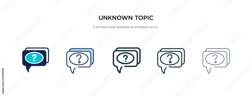 Poster unknown topic icon in different style vector illustration. two colored and black unknown topic vecto