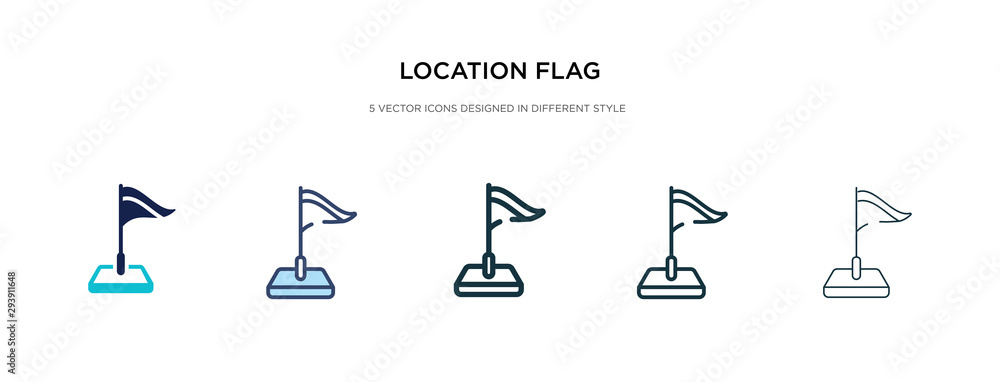 Poster location flag icon in different style vector illustration. two colored and black location flag vecto
