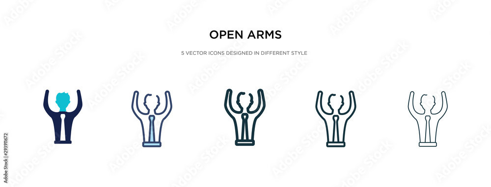 Poster open arms icon in different style vector illustration. two colored and black open arms vector icons 