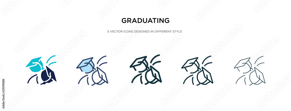 Poster graduating icon in different style vector illustration. two colored and black graduating vector icon