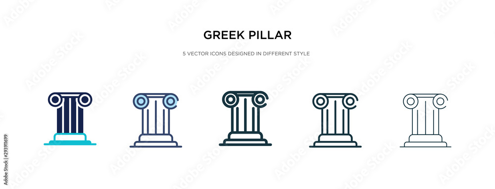 Wall mural greek pillar icon in different style vector illustration. two colored and black greek pillar vector icons designed in filled, outline, line and stroke style can be used for web, mobile, ui