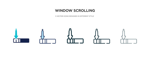 window scrolling left icon in different style vector illustration. two colored and black window scrolling left vector icons designed in filled, outline, line and stroke style can be used for web,